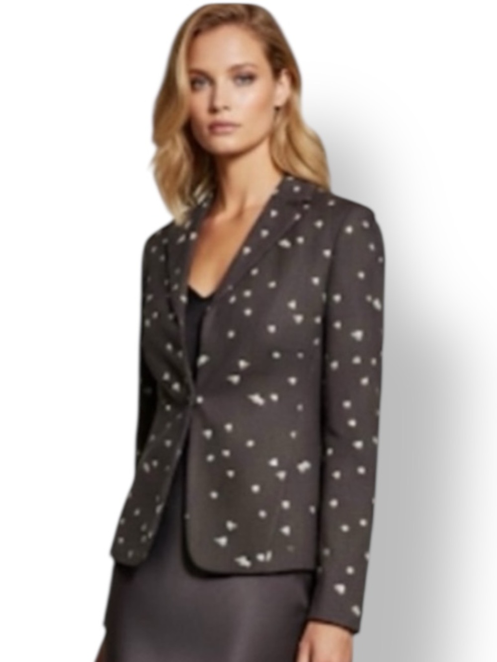 Akris Punto x Bergdorf Goodman Textured Polka-Deer Dot Wool Blazer Brown Sz US 6